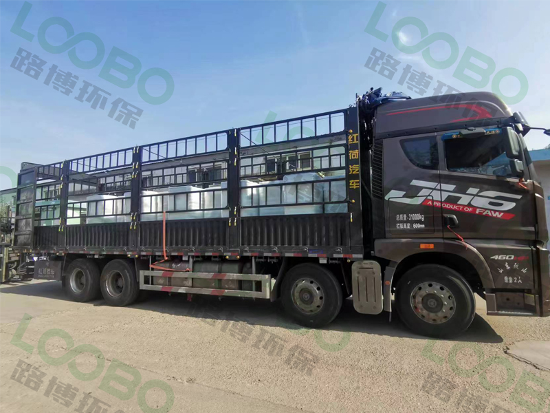 編號LB-XZ移動式焊接煙塵凈化器，裝車啟程，發(fā)往江蘇